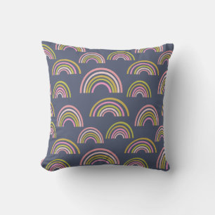 Coussin Motif arc-en-ciel moderne en bleu marine