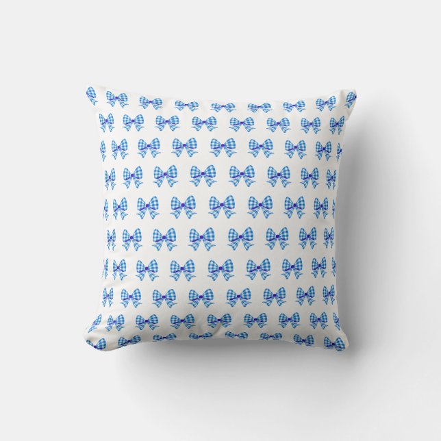 Coussin Motif arc en vichy bleu blanc (Recto)