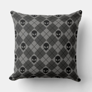 Coussin Motif Argyle Alien Noir et Gris