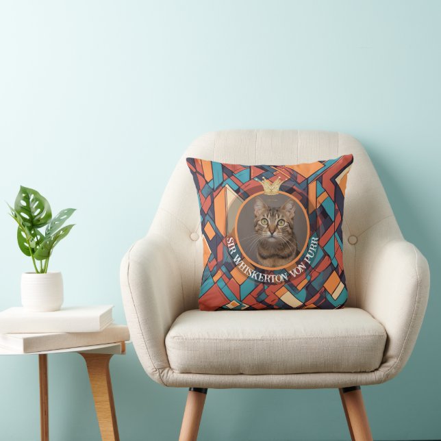 Coussin Motif aristocrate géométrique abstrait de chat roy (Chaise)