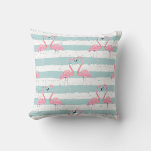 Coussin Motif Arrière - plan Exotique Flamant rose rayé