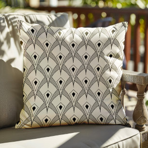 Coussin Motif art-déco noir et blanc sans couture 3