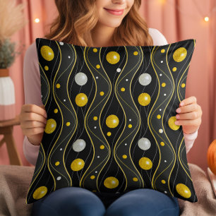 Coussin Motif Art déco or argent noir