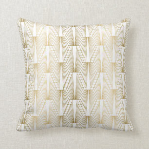 Coussin Motif art déco or et blanc