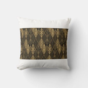 Coussin Motif Art déco. Simples grappes noir et or