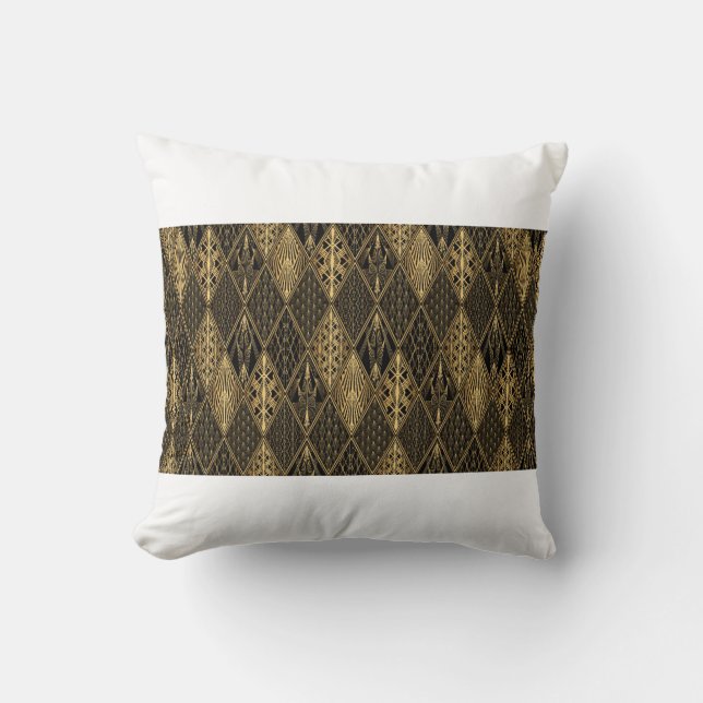 Coussin Motif Art déco. Simples grappes noir et or (Recto)