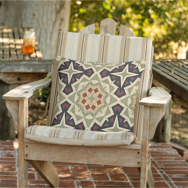 Coussin Motif artistique de carreaux boho méditerranéens m (Chaise)