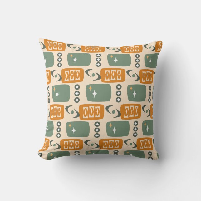 Coussin Motif Atomique de la période Milieu de Siècle en V (Recto)