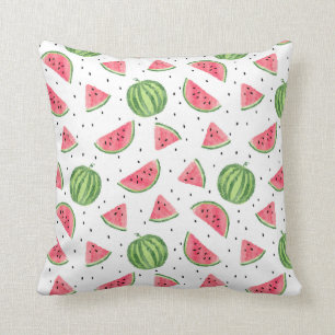 Coussin Motif au néon de pastèques d'aquarelle