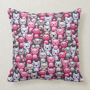 Coussin motif avec les chats mignons 2 de griffonnage de