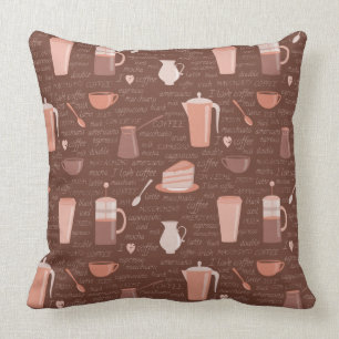 Coussin Motif avec les éléments relatifs de café