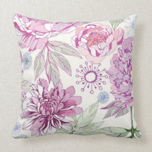 Coussin Motif avec les fleurs roses
