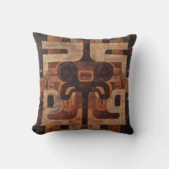 Coussin Motif Aztec Stone Mask (Recto)