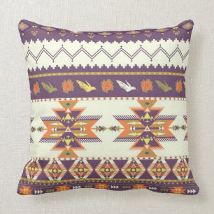 Coussin Motif aztèque coloré