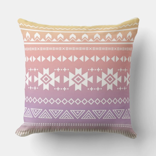 Coussin Motif aztèque tribal d'ombre (Recto)
