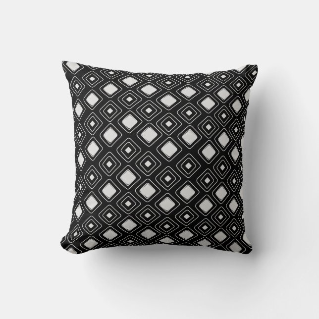 Coussin Motif Aztèque tribal noir Boho (Recto)