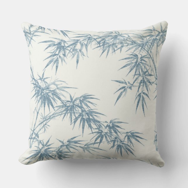 Coussin motif bambou bleu (Recto)