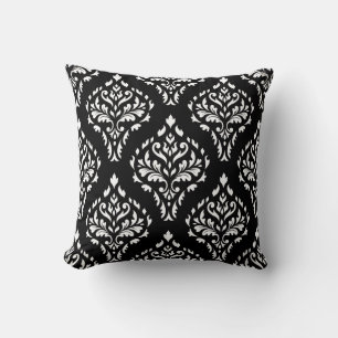 Coussin Motif baroque feuillu B&W I de répétition de damas