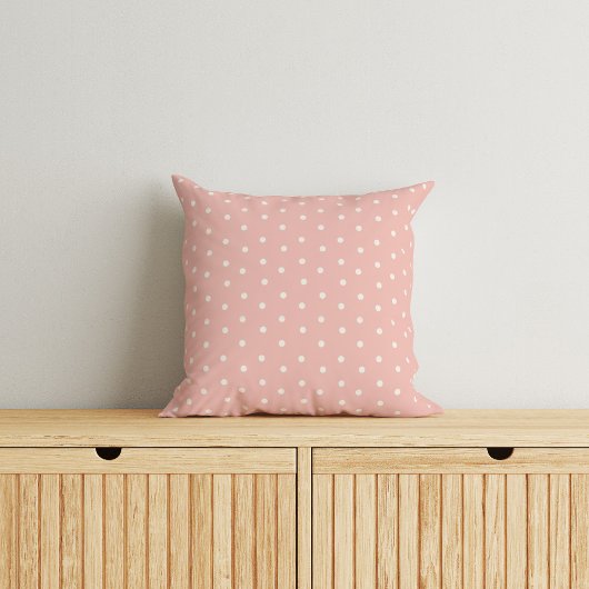 Coussin Motif bébé pois sur fond rose
