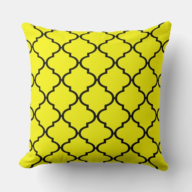 Coussin Motif Black Yellow Marocain (Recto)
