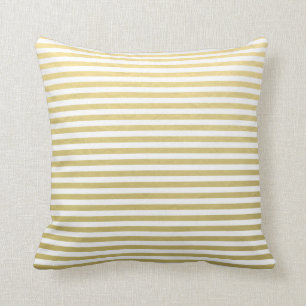 Coussin Motif blanc de rayures de feuille d'or de Faux