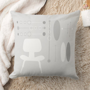 Coussin Motif blanc du milieu du siècle Silhouette