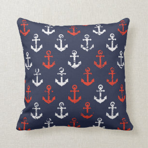 Coussin Motif blanc et bleu rouge de marine