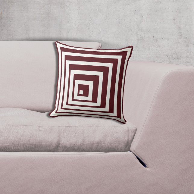 Coussin Motif blanc et rouge géométrique (Geometric White & Red Corner Pattern Throw Pillow)