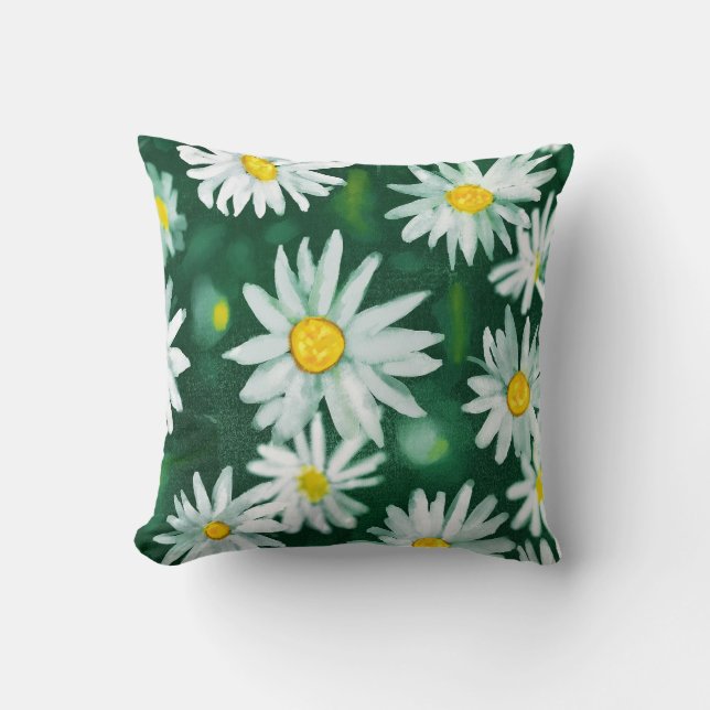 Coussin Motif blanc Fleur de marguerite (Recto)
