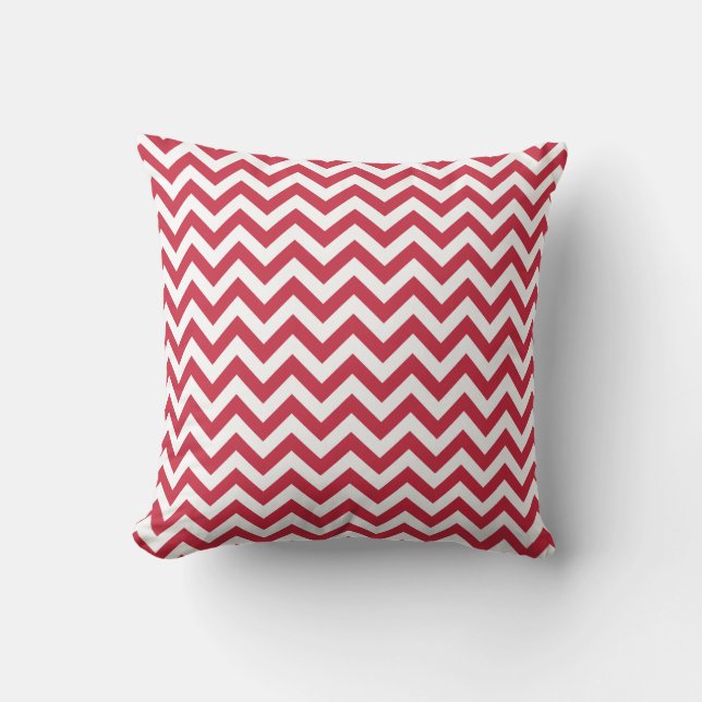 Coussin Motif blanc rouge de Chevron (Recto)