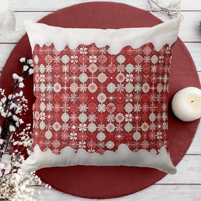 Coussin Motif blanc rouge Noël #13 ID1009 (Créateur téléchargé)