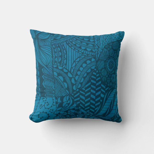 Coussin Motif bleu Art Abstrait (Recto)