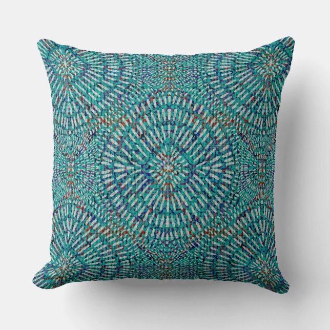 Coussin motif bleu bohème (Recto)