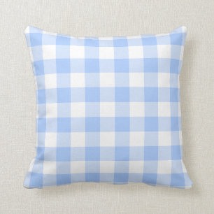 Coussin Motif bleu-clair et blanc de guingan