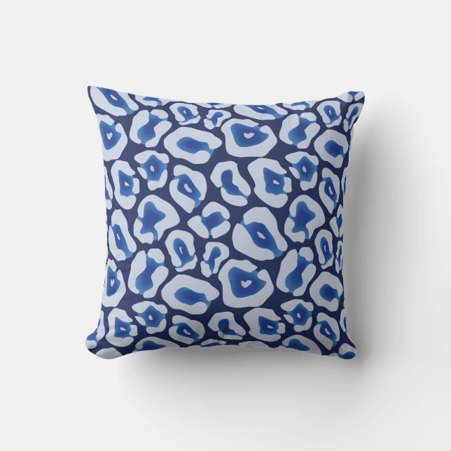 Coussin Motif bleu de léopard de Shibori (Recto)