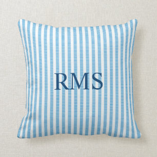 Coussin Motif BLEU de rayure de CRÉPON DE COTON,