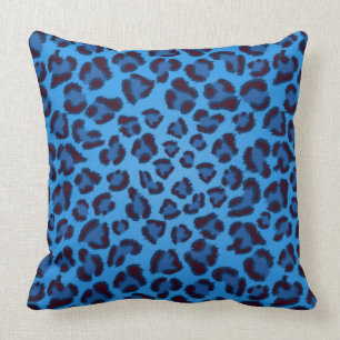 Coussin motif bleu de texture de léopard