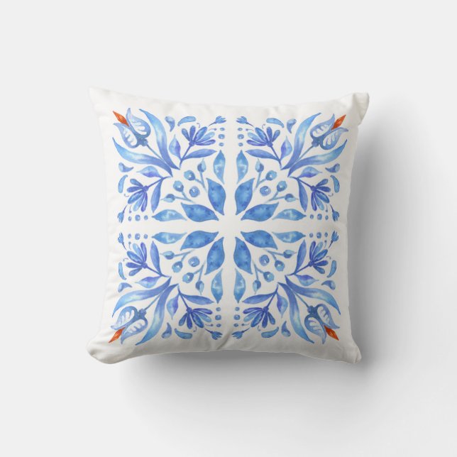 Coussin Motif bleu de tuile (Recto)
