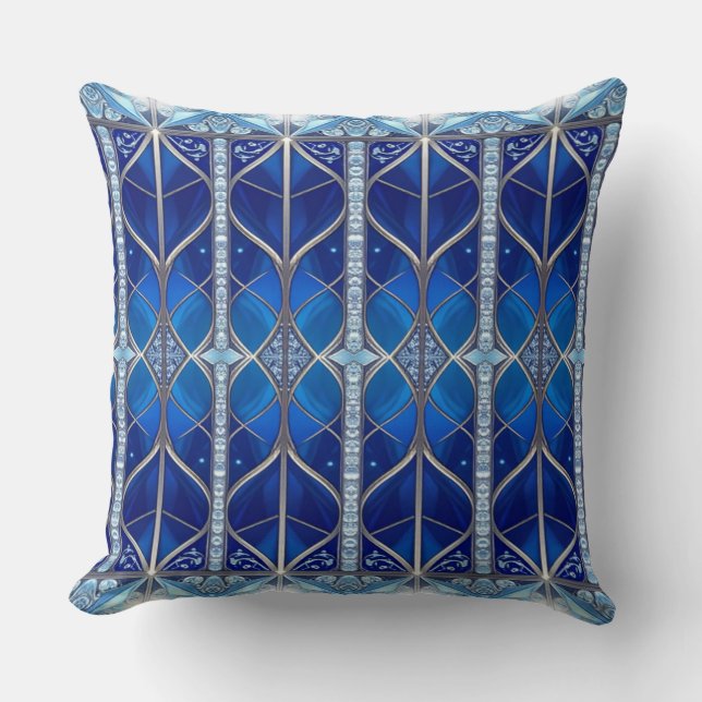 Coussin Motif Bleu Décoratif (Recto)