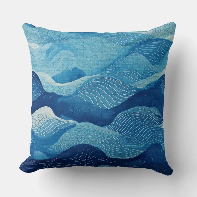 Coussin motif bleu eau (Recto)