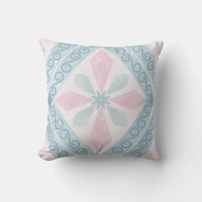 Coussin motif bleu en forme de diamant (Recto)