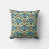 Coussin motif bleu et vert sur arrière - plan vert (Recto)