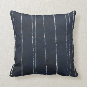 Coussin Motif bleu-foncé et blanc de rayure