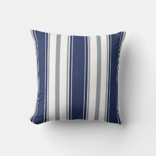 Coussin Motif bleu marine Denim gris pâle rayures