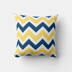 Coussin Motif bleu marine et jaune Chevron Zigzag