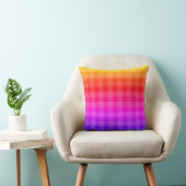 Coussin Motif bleu rose violet rouge orange jaune plaid (Chaise)