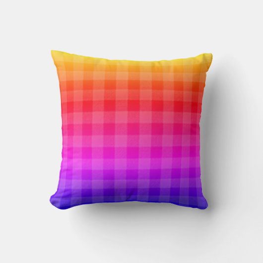Coussin Motif bleu rose violet rouge orange jaune plaid (Recto)