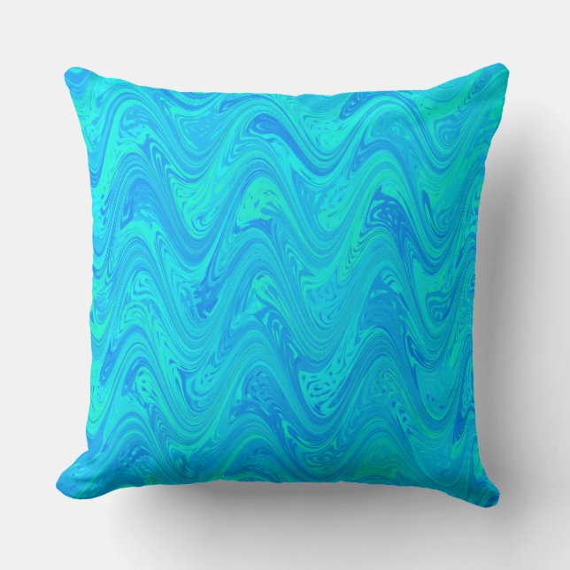 Coussin Motif bleu vert marbré (Recto)
