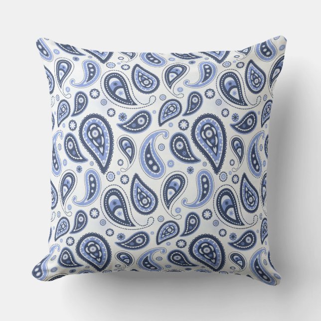 Coussin Motif Blue Paisley (Recto)