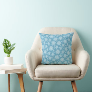 Coussin Motif Blue Snowflake